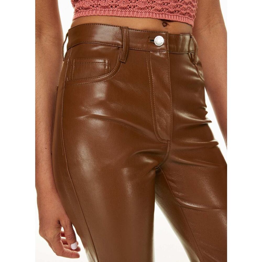 Aritzia Wilfred Babaton Melina Flare Cognac Vergan Faux Leather Pants - Picture 4 of 16